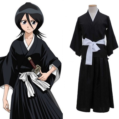 Anime Bleach Kuchiki Rukia Cosplay Costume Rukia Kuchiki Black Kimono - Picture 2 of 5