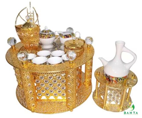 Traditional Ethiopian | Eritrean | Arabs Coffee Table Set, Rekebot Golden - Picture 2 of 3