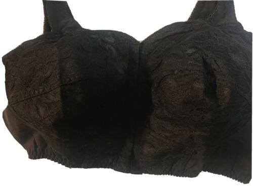 Women Black/ white wire free LACE front closure Bra Undergarment Plus size Sale - Picture 7 of 10