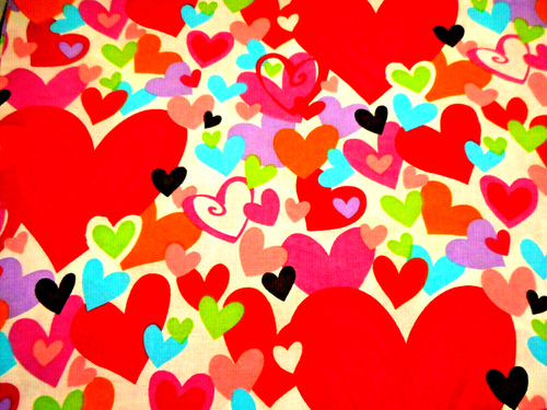 Valentine Fabric 1 2/3 Yard Red Pink Blue Purple Grn Hearts White Cotton #C - Picture 2 of 2