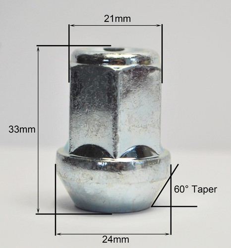 Set 20 X M12 X 1.5, 21mm Hex Écrous de Roue Alliage (Argent) - Foto 2 di 2