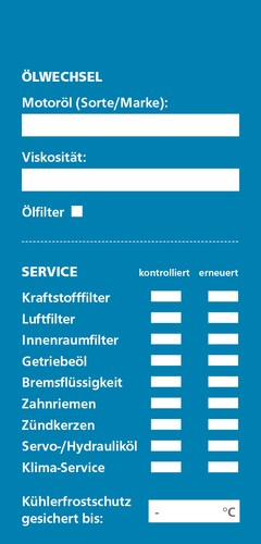 Serviceanhänger blau 50 Stück Inspektion- & Ölwechselanhänger mit Draht  - Bild 6 von 7
