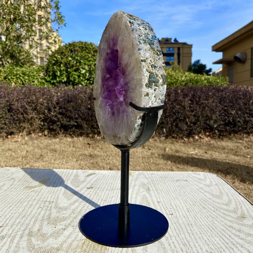 Cristal de amatista natural de 4,71 lb en forma de rebanada de cristal de cuarzo cortado a mano - Imagen 12 de 15