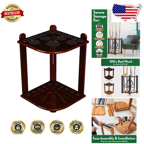 Art Deco Tabletop Cue Holder - 8 Pool Sticks, Drink & Score Counters Included