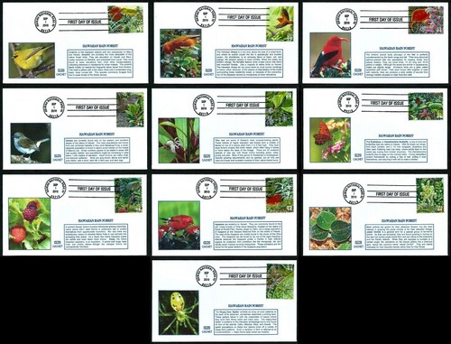 USA, SCOTT # 4474, SET OF 10 GLEN FDC COVERS - HAWAIIAN RAIN FOREST YEAR 2010 - Picture 1 of 11