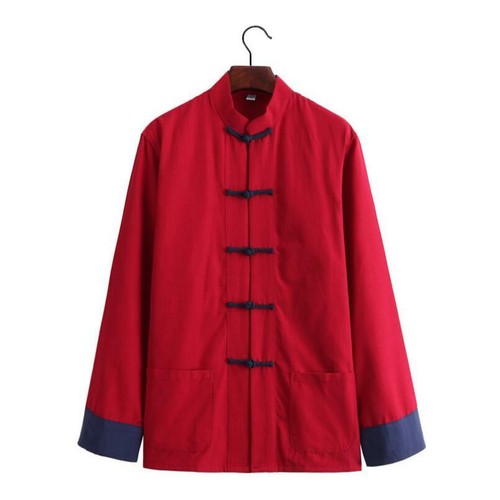 Mens Traditional Chinese Tang Suit Coat Tops Wing Chun Kung Fu Tai Chi Uniform - Picture 24 of 24