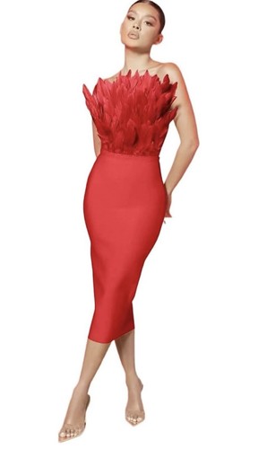 Bandage Dress Women Party Dress Bodycon Elegant Sexy Evening Birthday Club Outfi - Picture 2 of 6