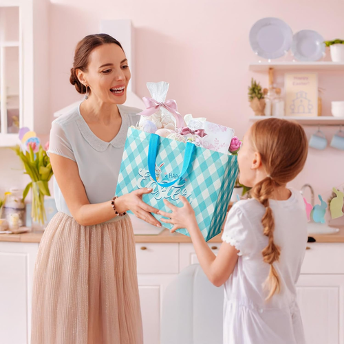 13" Large Easter Gift Bags with Tissue Paper,2 Pack Easter Bags with Handles for - Picture 3 of 12