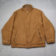Driza-Bone Bomber Jacket Mens Large Brown Full Zip Coat Faux Suede Duster