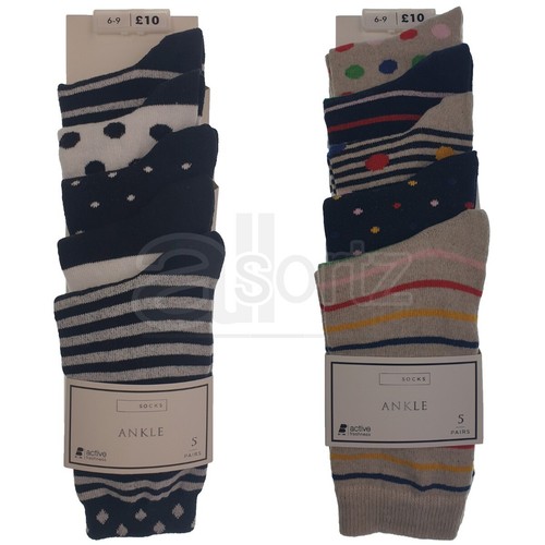 5 Paar Multipack-Socken Damen Damen Mädchen Baumwolle reich am nächsten Tag neu UK-Größe - Bild 7 von 9