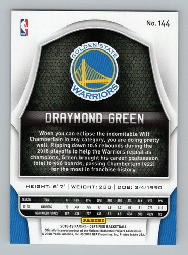 Draymond Green 2018-19 Certified Mirror Gold #144 Golden State Warriors 7/10 - Picture 2 of 2