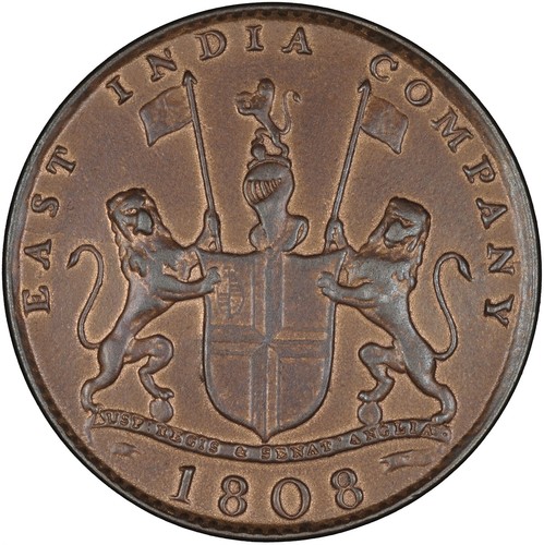 India (East India Company, Madras Presidency) 1808 10 Cash CHOICE R+B UNC
