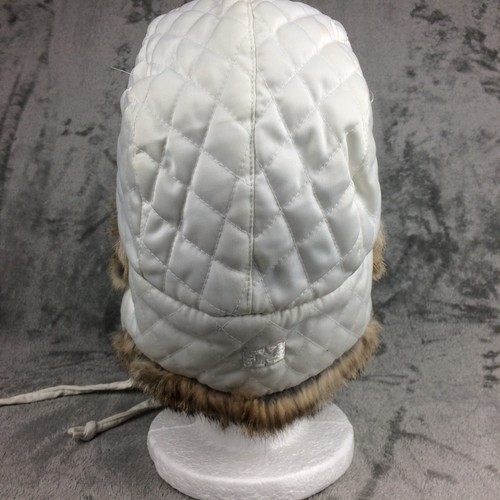 Crown Cap Trapper Hat Rabbit Fur Lined White Nylon Medium Canada Ear Flaps - Bild 3 von 14