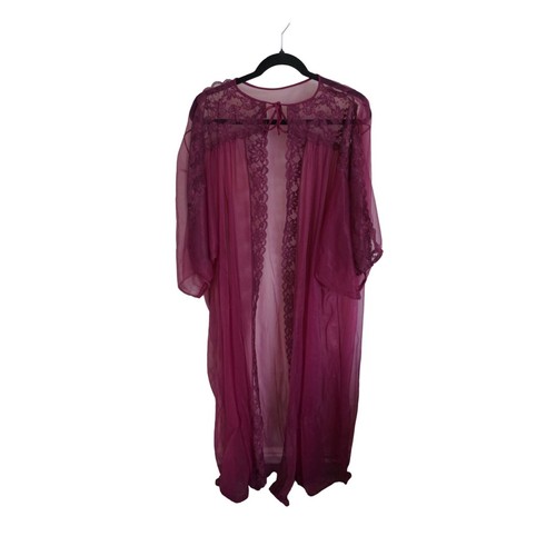Vintage Movie Star Peignoir Lingerie Woman Medium Robe Purple Lace Coquette Sexy