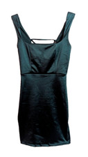 NWT WINDSOR Teal Satin Lace Up Mini Strappy Bodycon Dress Size Small 5C