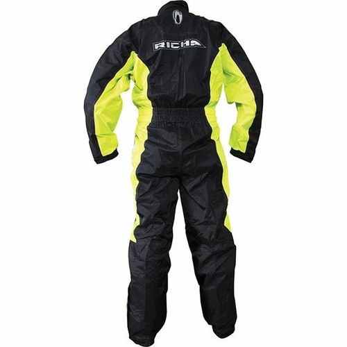 Richa Typhoon Rain Waterproof Motorcycle One Piece Suit Overall Black/Yellow - Picture 15 of 24