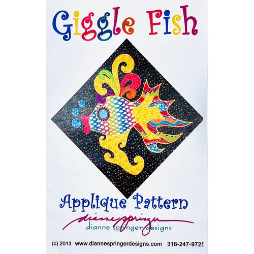 Giggle Fish Applique PATTERN by Dianne Springer Designs, For Quilts Totes Crafts - Picture 1 of 5