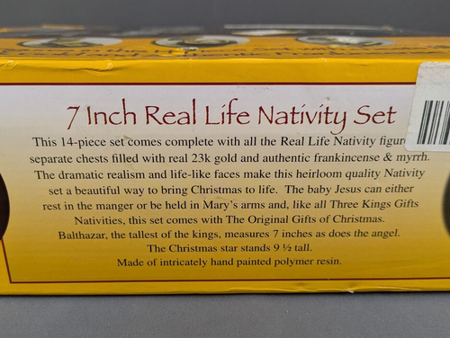 Three Kings Gifts Real Life Nativity 7 inch 14 Pc Set w/ Authentic Gifts in Box - Picture 8 of 13