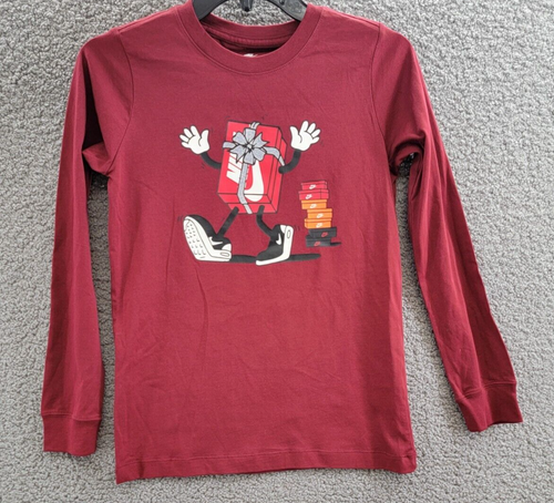 Nike Sportswear Printed T-Shirt Big Kid M Team Red Crewneck Long Sleeve Pullover - Picture 2 of 13