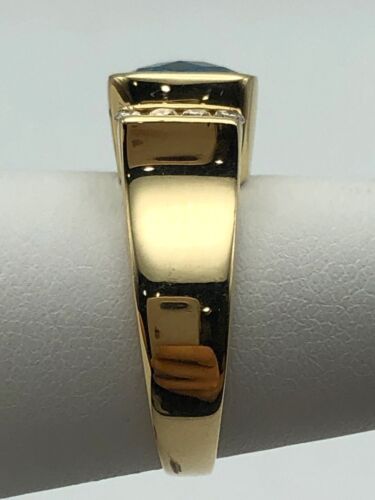 14k Gold Ring set with Swiss Blue Topaz and 0.16cts of Diamonds Size: 6.25 - Picture 2 of 11
