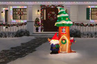 Christmas Gemmy 8 ft Gnome with Christmas Tree House Holiday Inflatable NIB