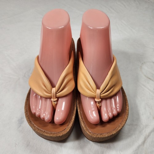 Lucky Brand Women's Size 8 Lellina Corck Platform Wedge Thong Orange Sandal 102 - Picture 2 of 8