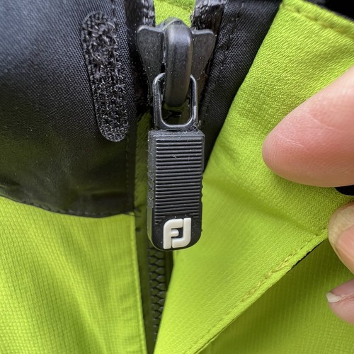 FootJoy DryJoys Pullover Golf Jacket Windbreaker Short Sleeve Large Black & Neon - Picture 5 of 16
