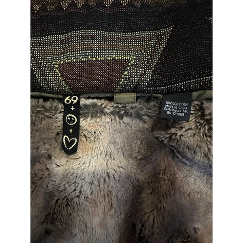 Desigual Jacket Women’s 4 US/36 EU Green Parka~Faux Fur Vest Lining-Aztec Collar - Picture 9 of 13