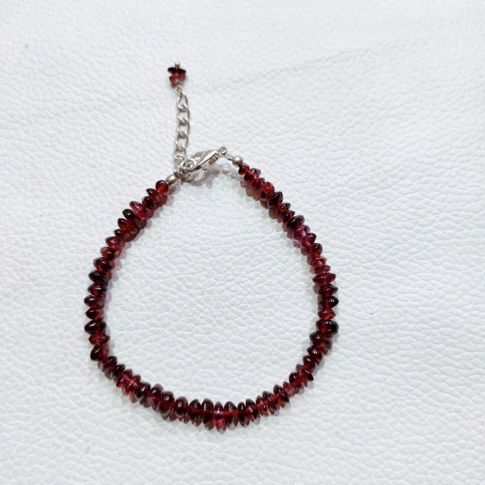 Pulsera vintage de cuentas de piedras preciosas naturales granate joyería hecha a mano Foto 4 de 4