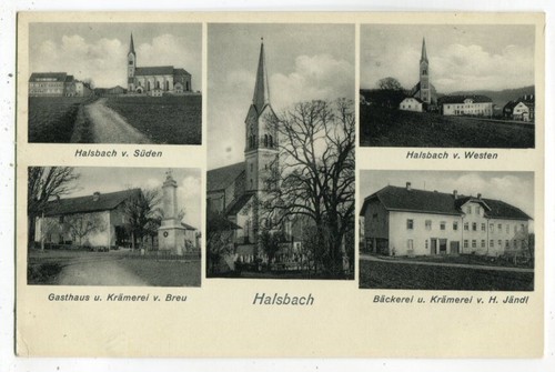 Postal Halsbach, panadería, Krämerei, posada, cerca de Palling, Burghausen, Altötting 1940 - Imagen 1 de 2