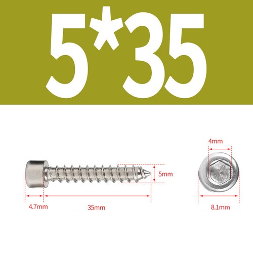 M1.7-M6 Nickel 8.8 Grade Allen Hex Socket Cap Round Head Self Tapping Wood Screw - Picture 63 of 73