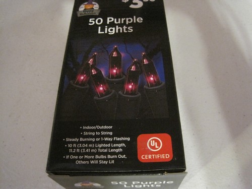 50 PURPLE LIGHTS INDOOR / OUTDOOR 10 FOOT LIGHTED LENGTH--NEW - Picture 3 of 10