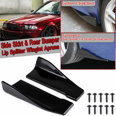 2x 35cm Car Side Skirt Rocker Splitters Lip Wing Bumper Rear Universal Black UK