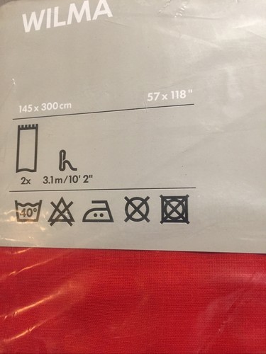 New Ikea Wilma Semi Sheer Tab Top Red Curtains Panels 1 Pair 57 x 118 - Picture 6 of 6
