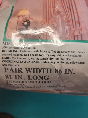 Vintage Neu aus altem Lagerbestand 2 Sets Sears Priscilla Vorhang Koralle Licht Vorhänge Raffbänder  - Bild 3 von 8