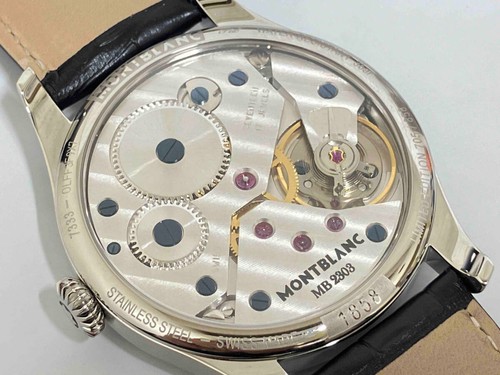 MONT BLANC 113860 Hand-wound used watch with black leather strap - Picture 2 of 7