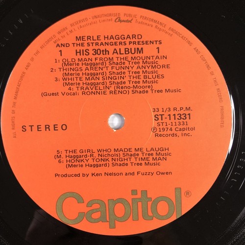 Merle Haggard - His 30th Album ST-11331 Aus Press 1974 12" Vinyl Record - VGC - Picture 14 of 16