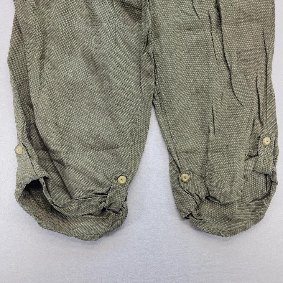 Pantalones de lino para mujer M marrón pierna ancha abotonada Lagenlook Jeanne Engelhart Foto 4 de 4