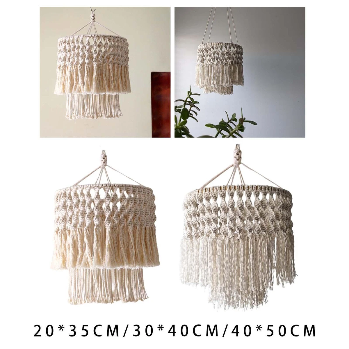 Boho Macrame Lamp Shade Hanging Ornaments Tassel Chandelier Pendant Light Cover