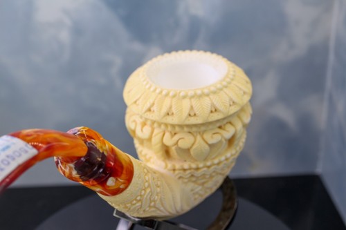 UNSMOKED Best CAO MEERSCHAUM Bent Dublin Flower burst Shape PIpe Smokey Amber St - Picture 13 of 22