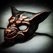 Scary Angry Wolf Halloween Costume Masquerade Party Full Face Mask Black Copper
