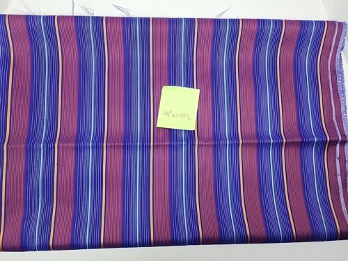 Poly Blend Violet, Burgundy, Gold, Teal Stripe Sewing Silky Fabric 44x114" Vtg - Picture 2 of 17