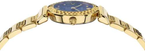 Versace VEAA01420 Mini Vanity blau gold Edelstahl Armband Uhr Damen NEU - Picture 2 of 8
