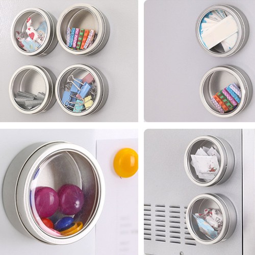 2PCS Clear Lid Magnetic Spice Tin Fridge Jar Spice Container Storage Holder Box - Picture 7 of 11
