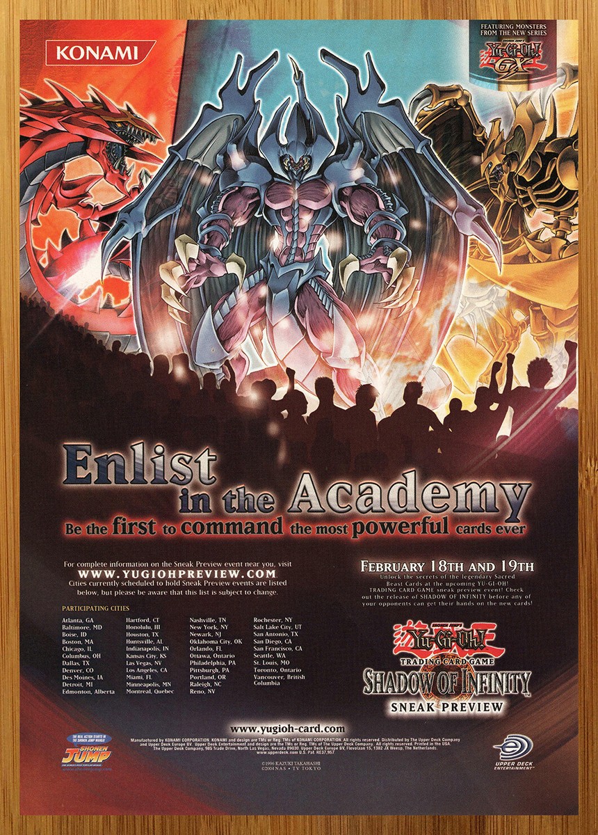 yugioh shadow of infinity card list 2006 Yu-Gi-Oh! Shadow of Infinity Trading Cards Print Ad/Poster Official Art