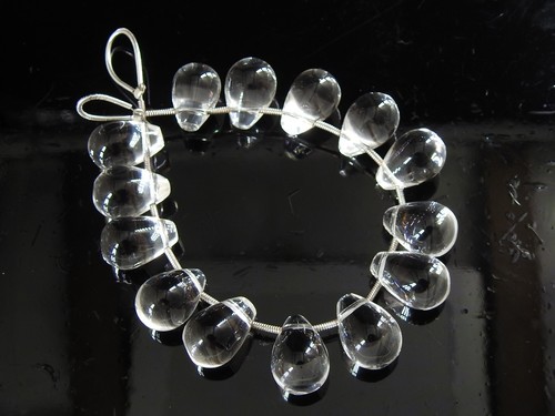 Crystal Quartz Smooth Teardrop Shape Briolette/14Piece Strand 14X9 MM/WM - Bild 4 von 5