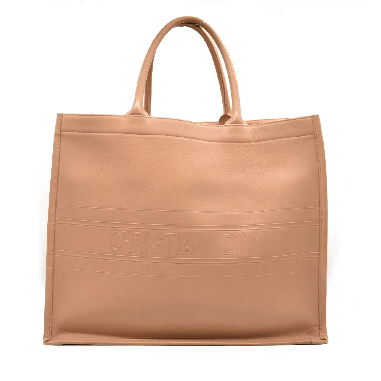 Sac fourre tout Christian Dior en veau gaufré moyen livre rose de évents