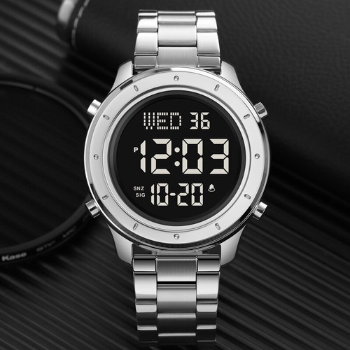 Mens Digital Watches Sports New Top Stainless Steel Waterproof Quartz Wristwatch - Picture 6 of 16