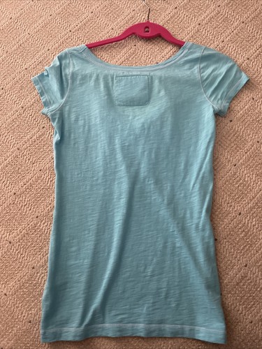 Abercrombie & Fitch Embellished T-Shirt XS Turquoise Soft EUC - Picture 4 of 4