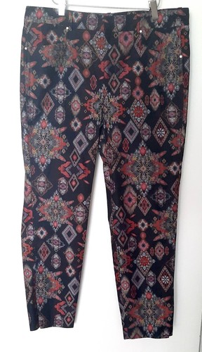 Zara Slim Tribal Printed Pants Black Combo Size XL NWT - Picture 4 of 15